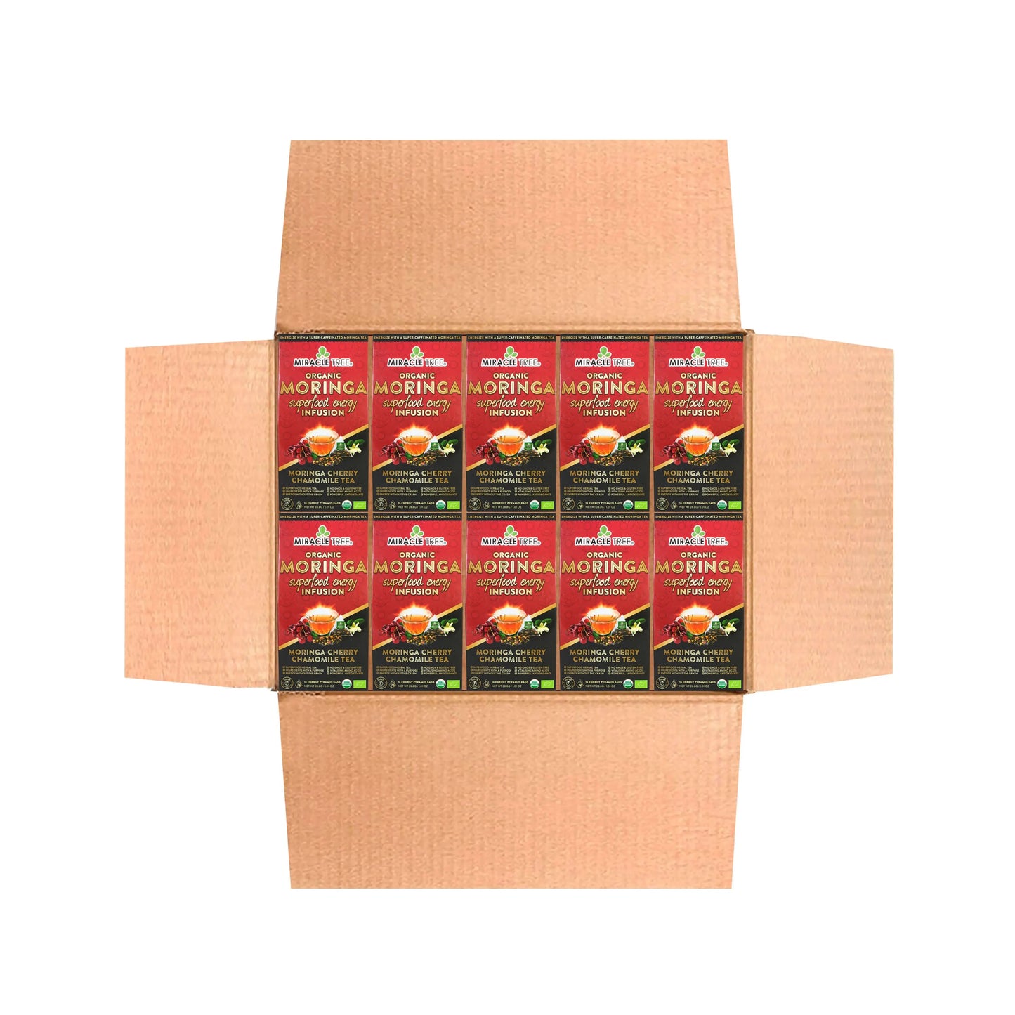 Organic Moringa Energy Tea - Cherry Chamomile - Natural Coffee Alternative