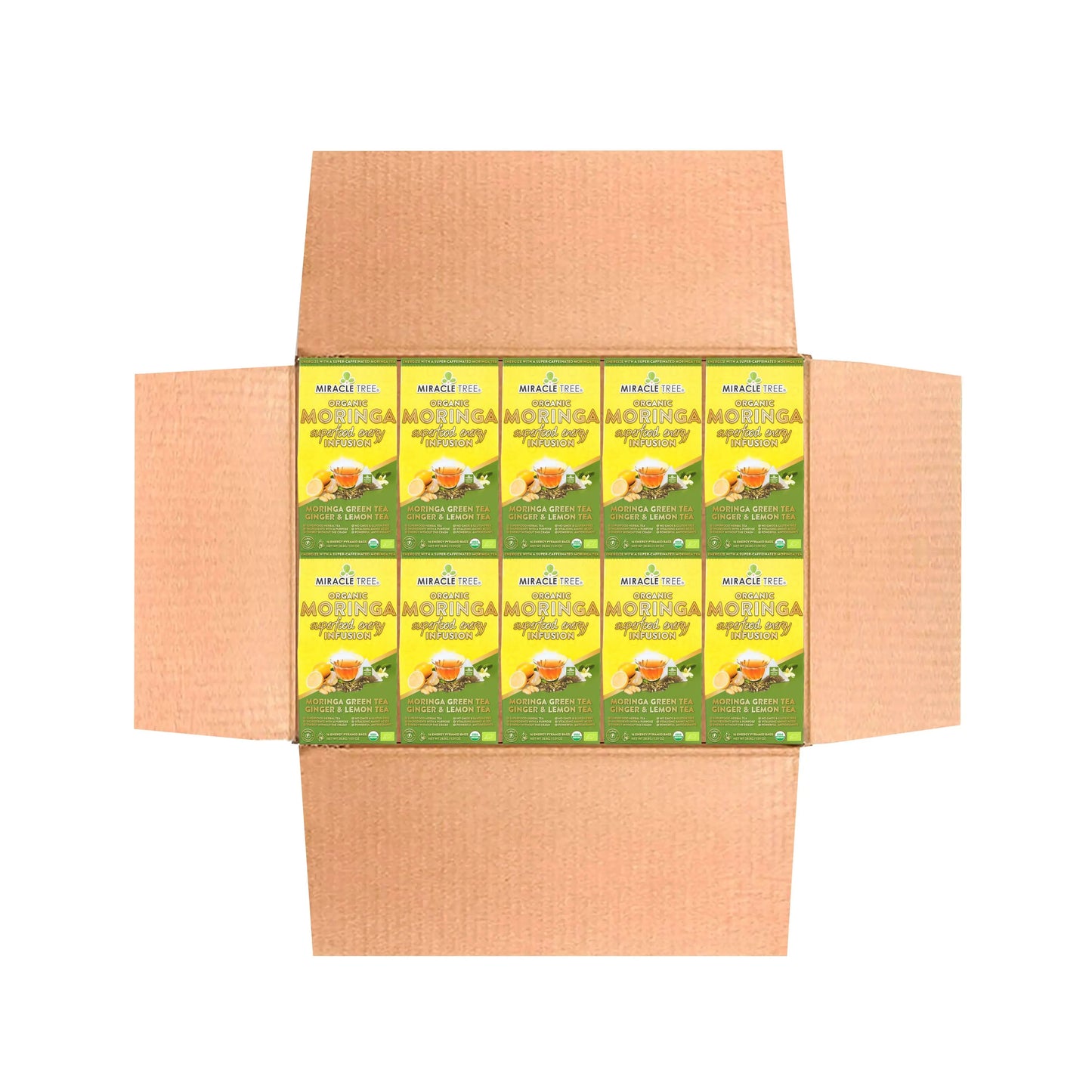 Organic Moringa Energy Tea - Ginger Lemon - Natural Coffee Alternative
