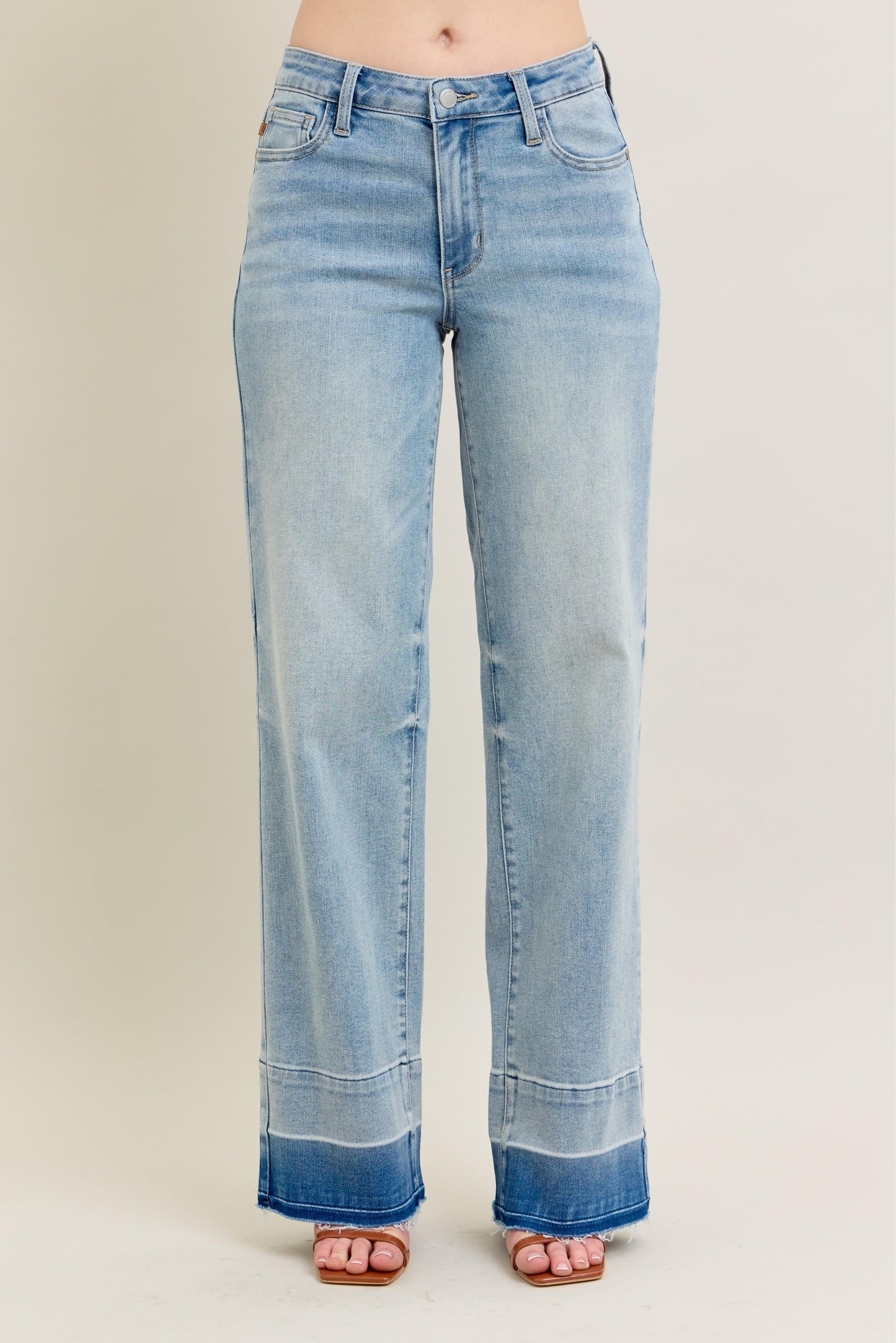 Women's Jeans Jeans - Plus Size Wide Leg - Released Hem Denim