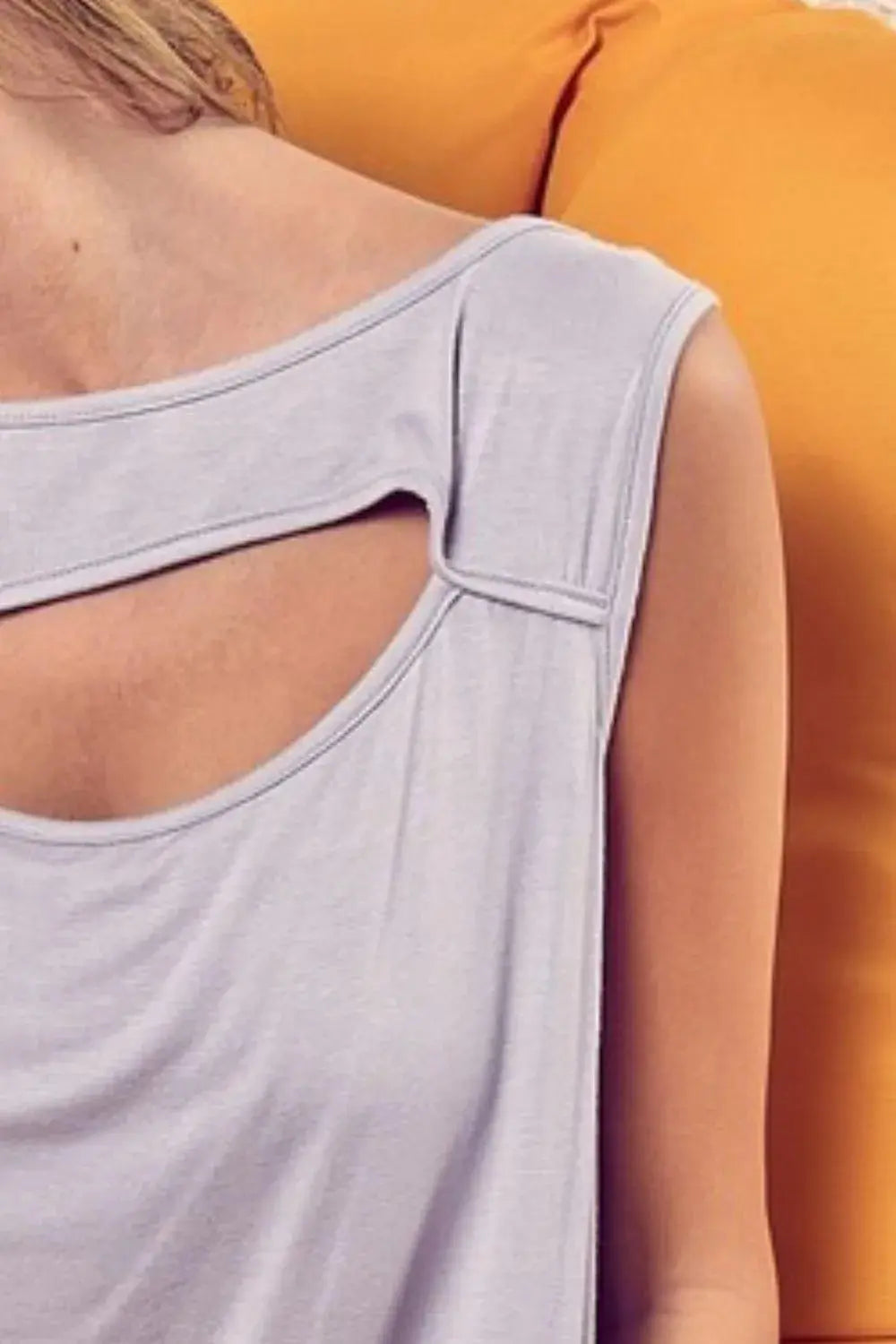 Women's Knit Tank Top Knit Top - Cutout - Sleeveless Tank