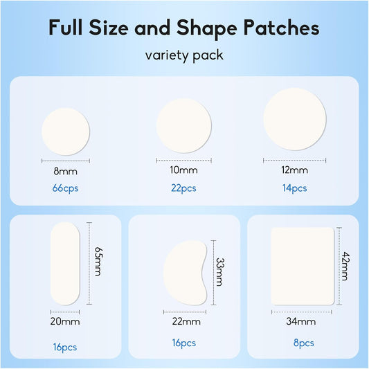 Large Acne Pimple Patches | 6 Sizes, 142 Counts, Hydrocolloid | Origin Zero