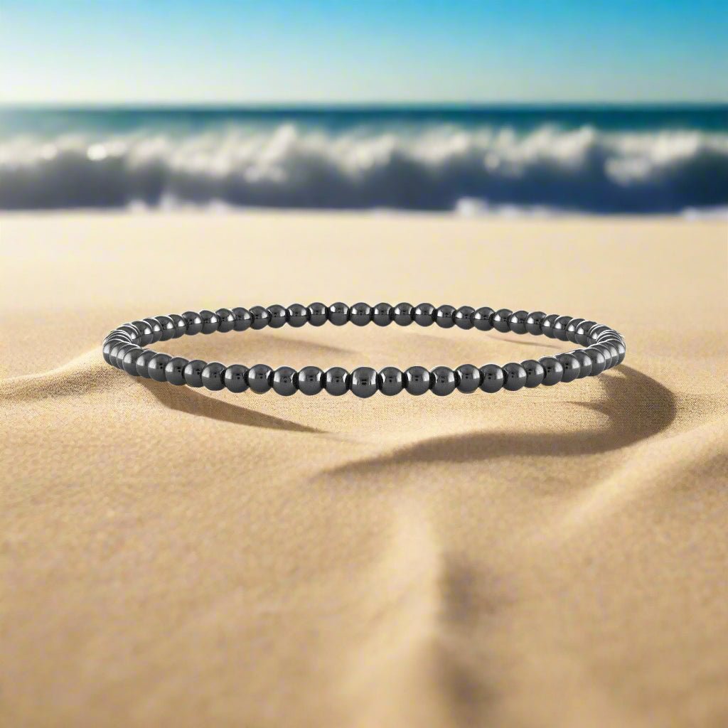 Rockstar 4mm Beaded Stretch Ankle Bracelet