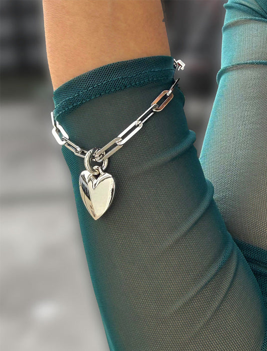 PUFFY HEART Charm Medium Bracelet