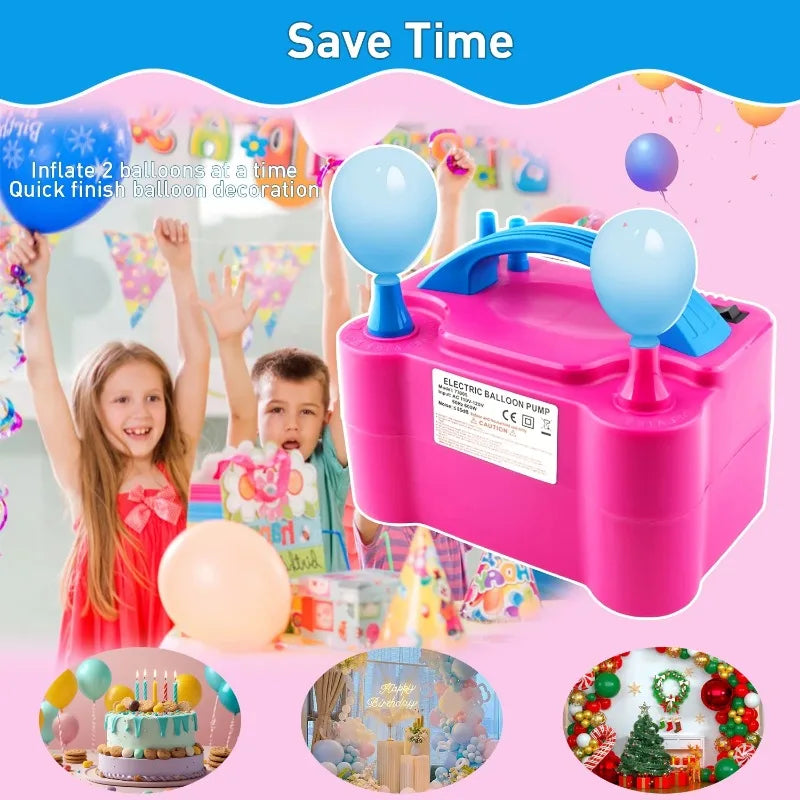Double Nozzle Electric Balloon Inflation Pump, 600W Portable Balloon Pump