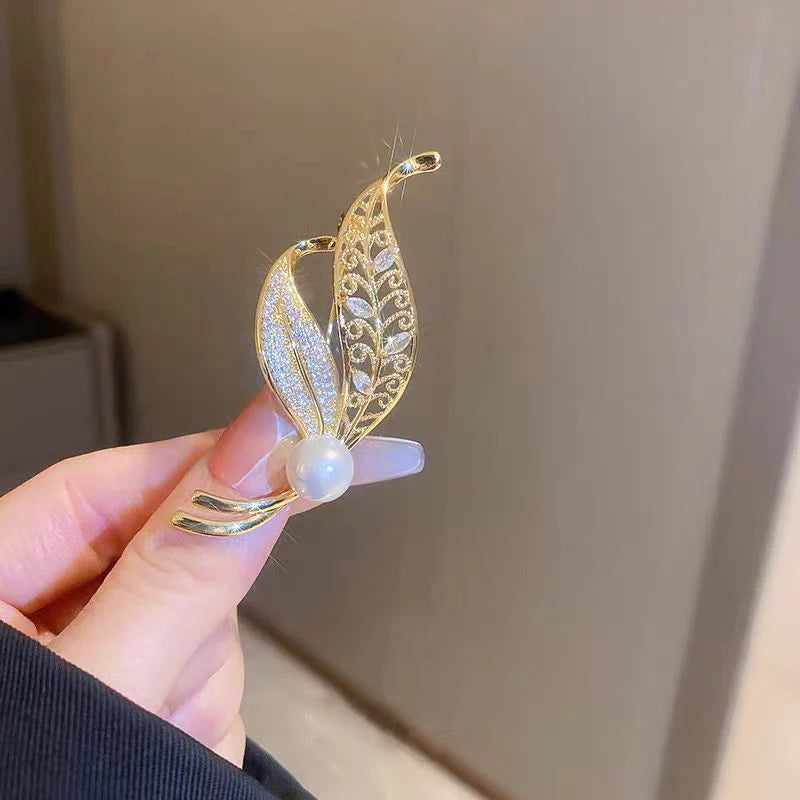 Luxury Zircon Flower Brooches | For Women | Floral Leaf Lapel Pins | Corsage Jewelry | Origin Zero