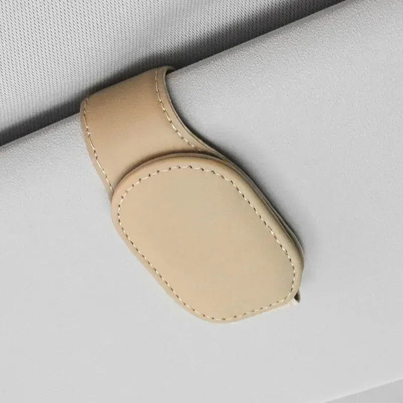 PU Leather Car Sun Visor Glasses Holder – Magnetic Clip for Sunglasses & Eyeglasses, 9 Colors