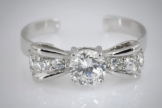 925 Sterling Silver Bow Tie Toe Ring - TRV001