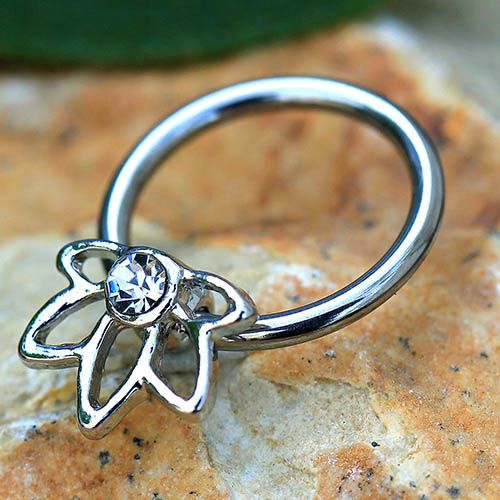 316L Stainless Steel Flower Snap-in Captive Bead Ring