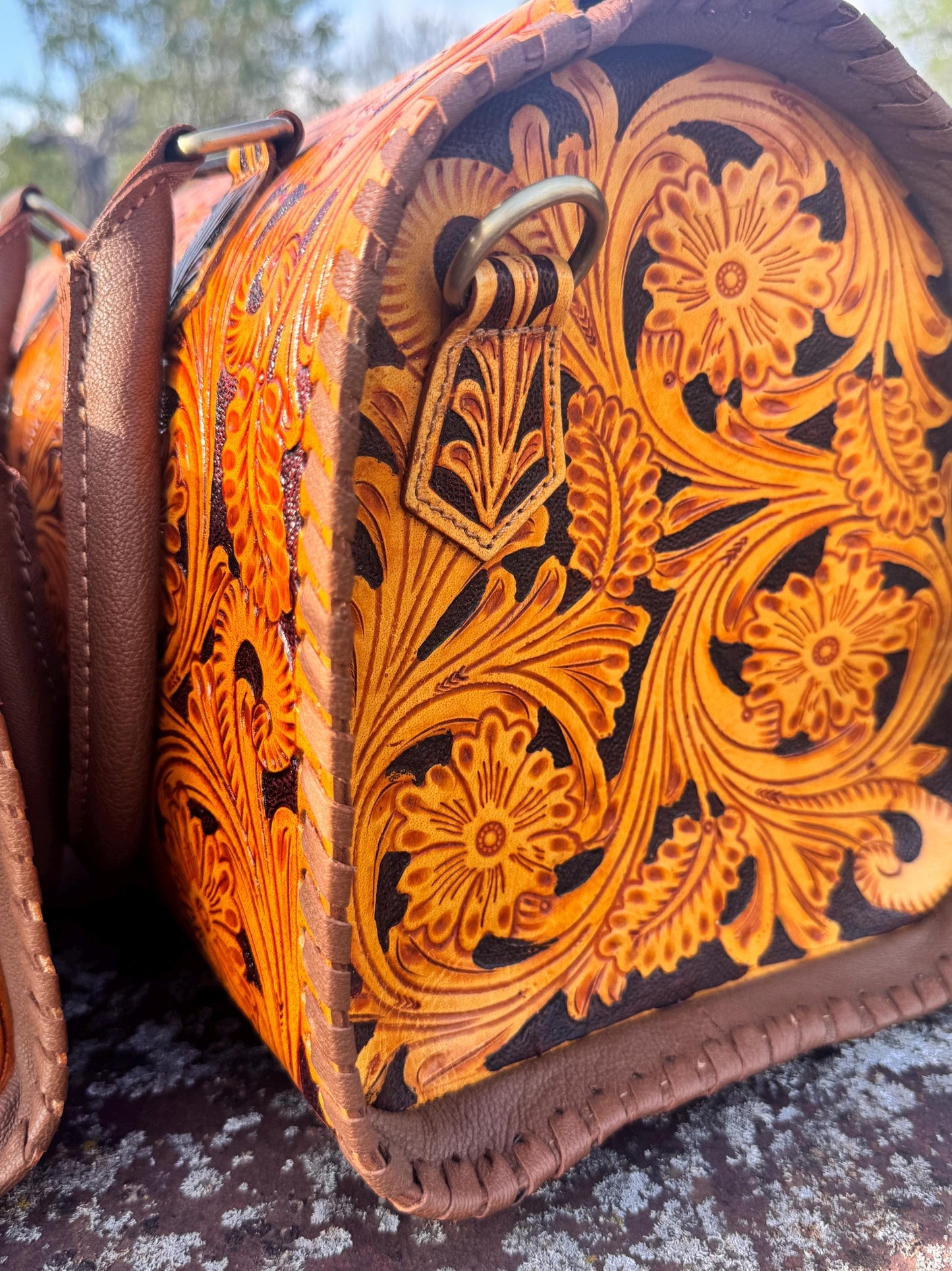 Sorrel Sunset Speedy Western Genuine Leather Barrel Bag Purse by Double B