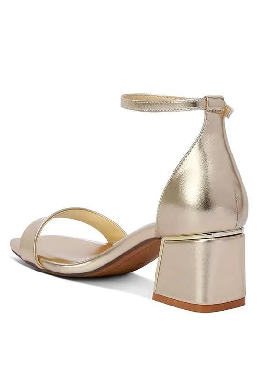 Block Heel Sandals Sandals - Metallic Block Heel - Elegant Occasion Footwear