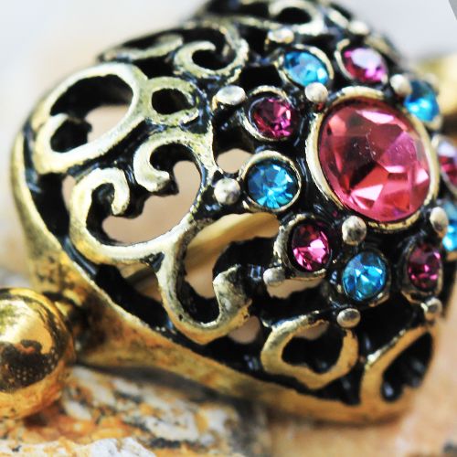 Antique Gold Plated Dazzling Heart Dome Shape Nipple Shield