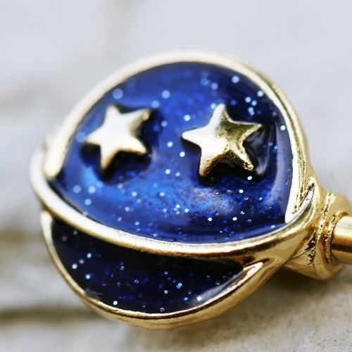 Gold Plated Blue Galaxy Stardust Nipple Bar