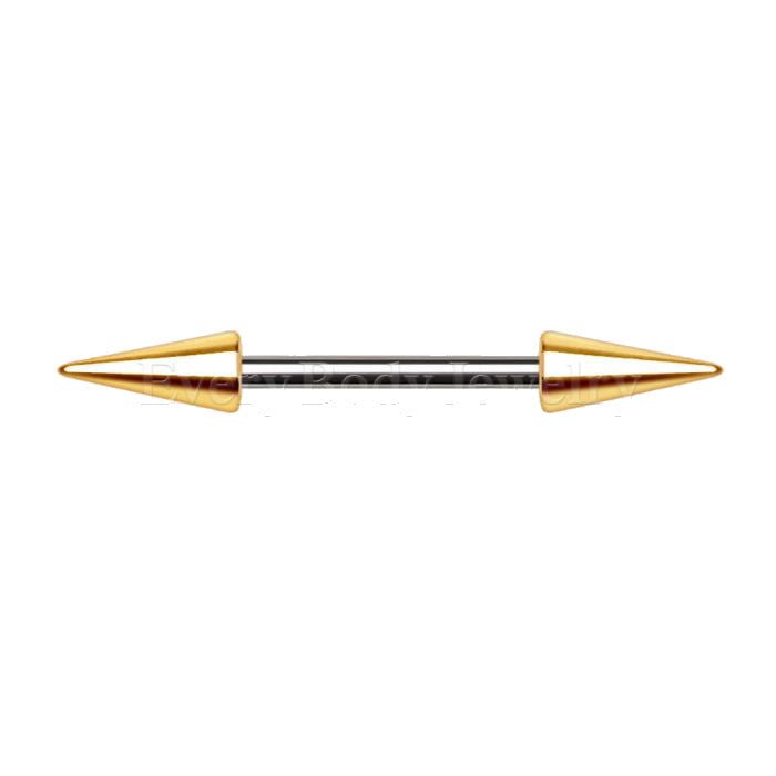 316L Stainless Steel Gold Plated Spike Nipple Bar