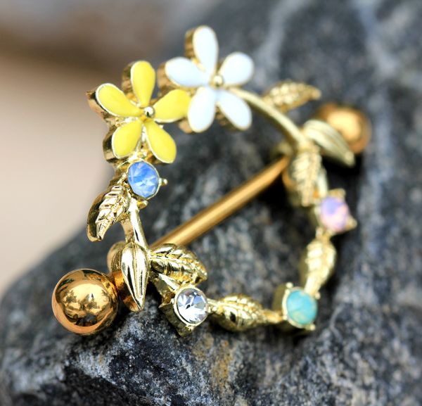 Gold Plated Daisy Flower Field Nipple Shield