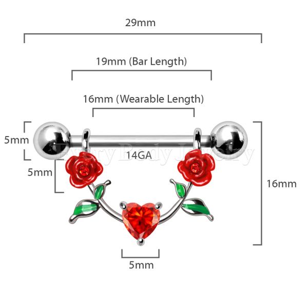 316L Stainless Steel Red Rose Nipple Shield