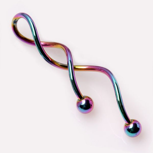 PVD Plated Spiral Navel Ring Twist