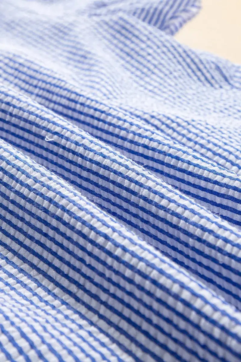 Women's Blouse - Stripe Ruffle Detail - Boho Chic & Comfy Top