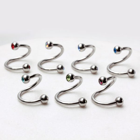 316L Surgical Steel Twist with Gemmed Balls