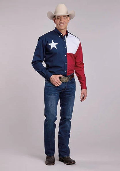 Roper Pieced Texas Flag (Multi) - Men's Western Shirt