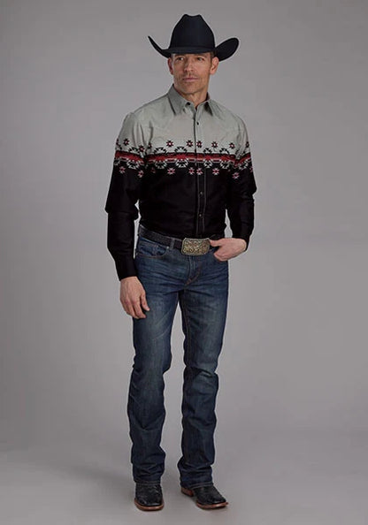 Roper 2118 Ombre Aztec (Black) - Men's Western Shirt