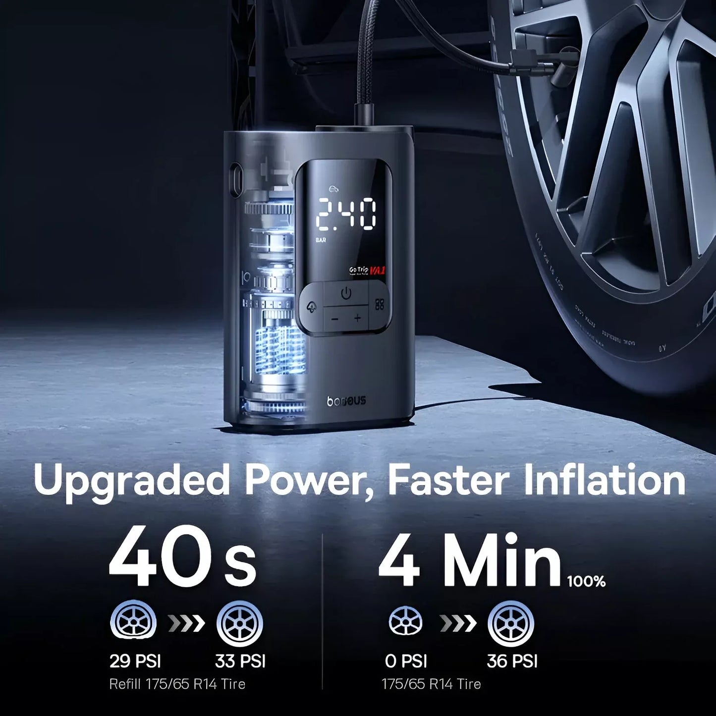Portable Smart Car & Bike Tire Inflator with Auto Stop & LED Light