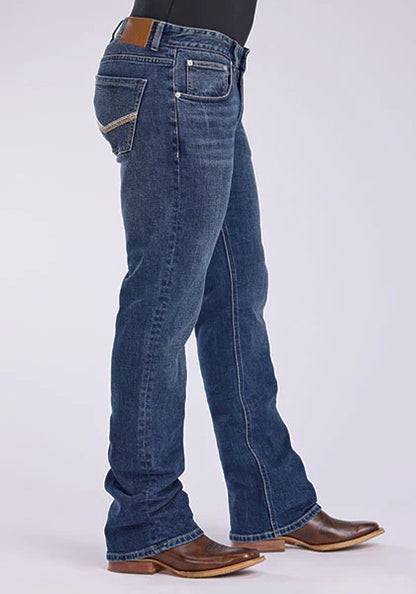 Tin Haul 1661 Jagger Stretch Fit V Pocket Deco (Medium Wash) - Men's Bootcut Jeans