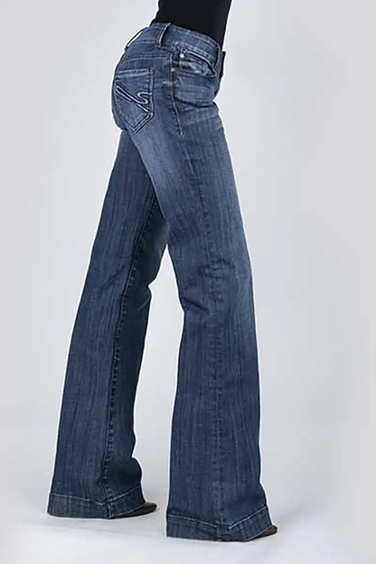 Stetson 214 Trouser Fit S Back Pocket (Denim Dark Wash) - Women's Jeans