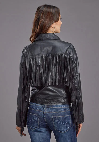 Stetson Asymmetrical Zip Motorcycle (Black) - Women's Leather Jacket