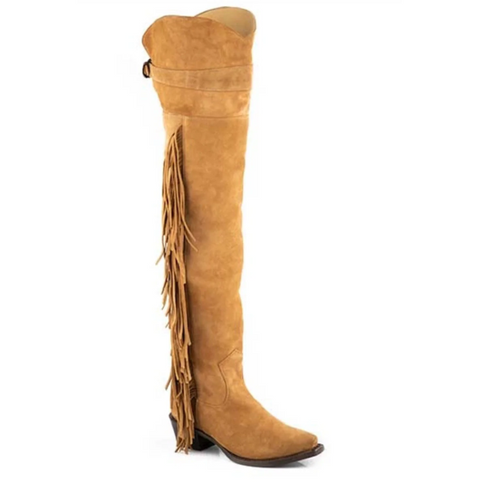 Stetson Glam (Tan) - Women's Suede Leather Cowgirl Boot