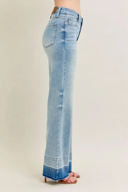 Women's Jeans Jeans - Plus Size Wide Leg - Released Hem Denim