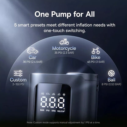 Portable Smart Car & Bike Tire Inflator with Auto Stop & LED Light