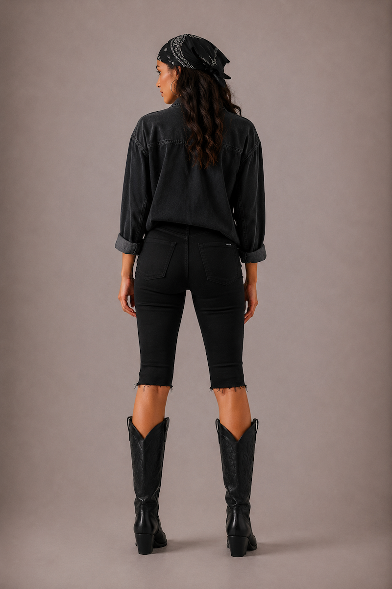 Rodeo Capri Short in Brown Cowhide