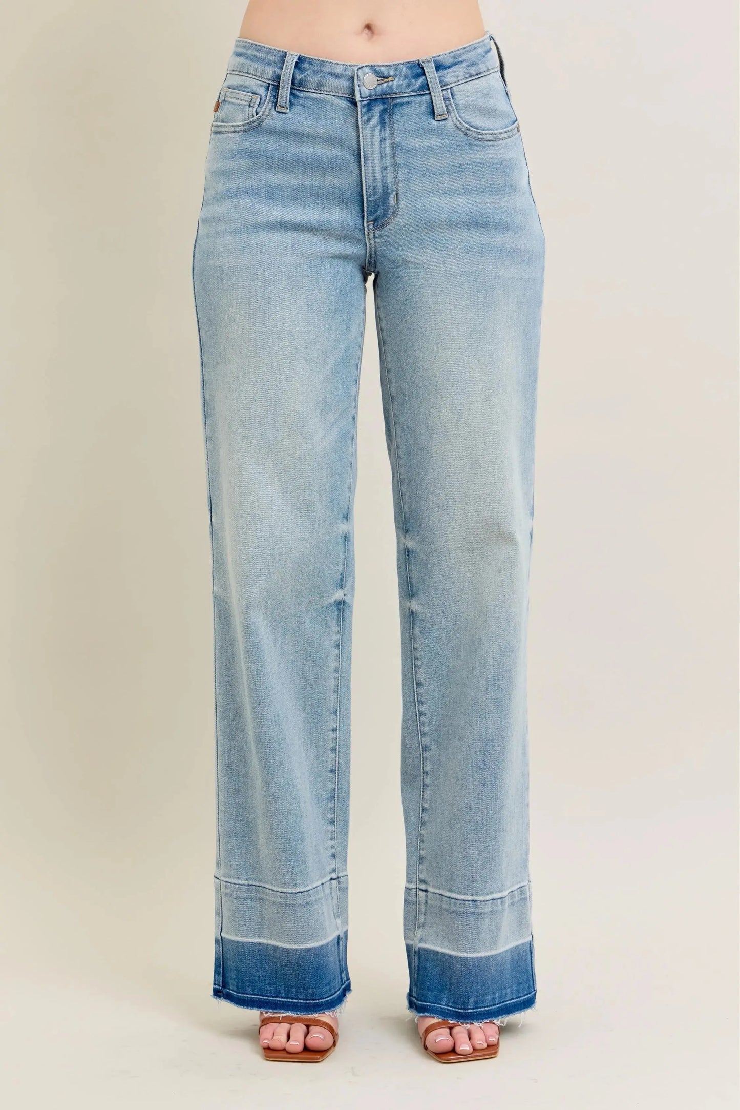 Women's Jeans Jeans - Plus Size Wide Leg - Released Hem Denim