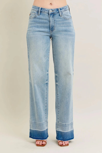 Women's Jeans Jeans - Plus Size Wide Leg - Released Hem Denim