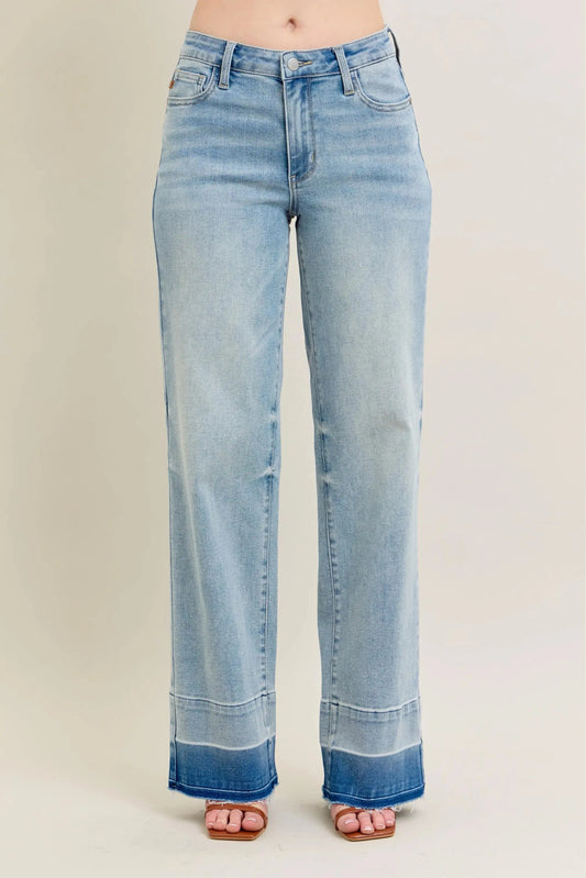 Women's Jeans Jeans - Plus Size Wide Leg - Released Hem Denim