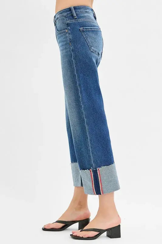 Women's Plus Size Jeans Plus Size Tummy Control Crop Wide Leg Jeans
