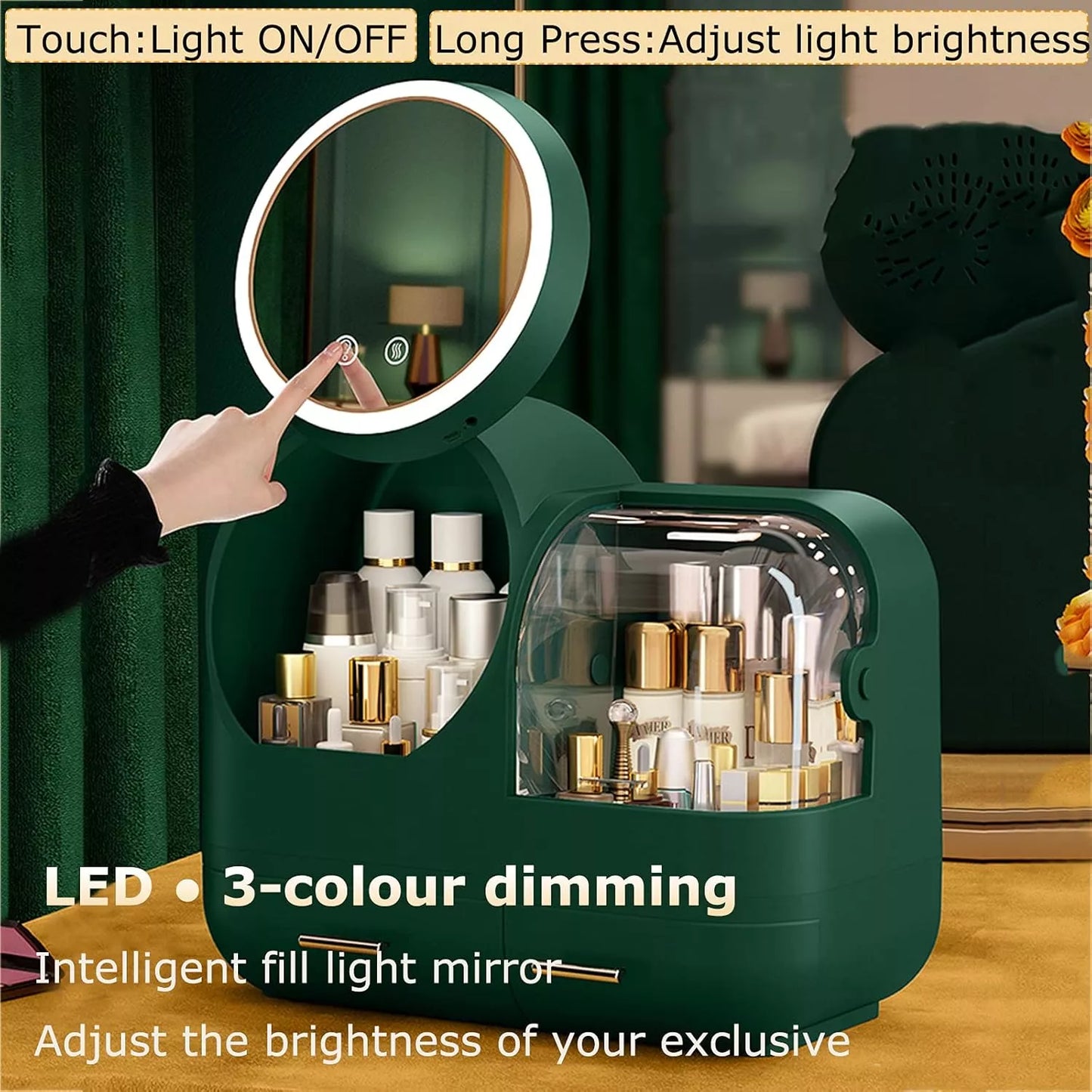 LED Makeup Storage Box with Mirror