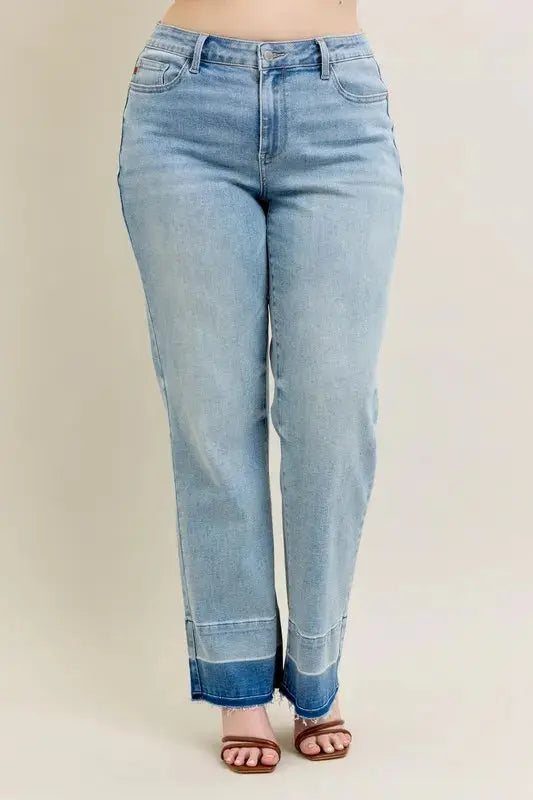 Women's Jeans Jeans - Plus Size Wide Leg - Released Hem Denim