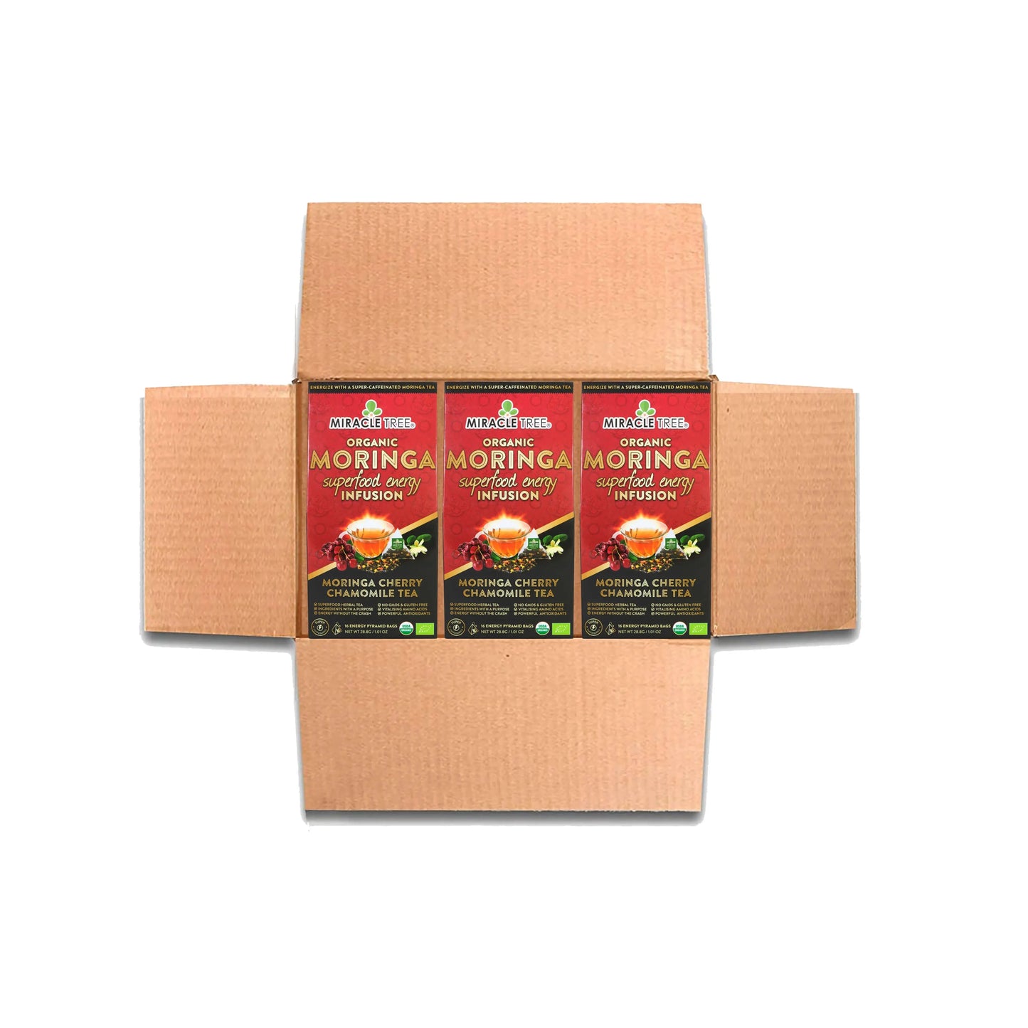 Organic Moringa Energy Tea - Cherry Chamomile - Natural Coffee Alternative