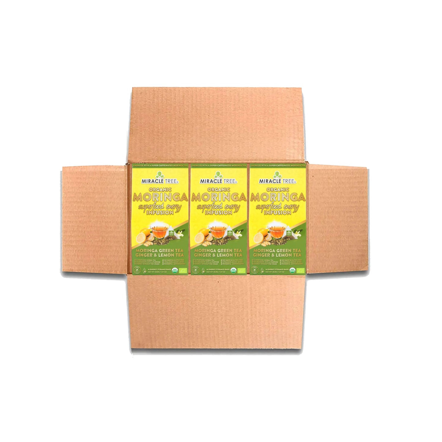 Organic Moringa Energy Tea - Ginger Lemon - Natural Coffee Alternative