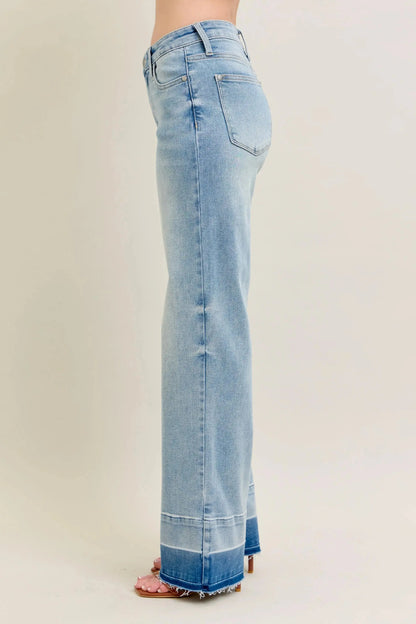 Women's Jeans Jeans - Plus Size Wide Leg - Released Hem Denim