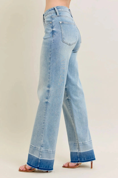 Women's Jeans Jeans - Plus Size Wide Leg - Released Hem Denim