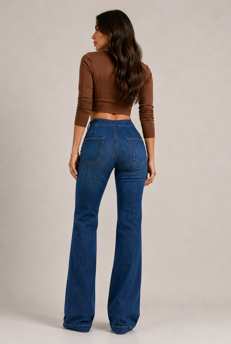 Robin Wide Leg Flare Jean in Dark Wash