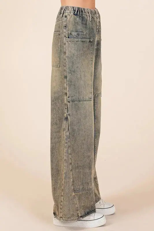 Women's Wide Leg Jeans Women's Jeans - Everyday Comfort - Washed Wide Leg