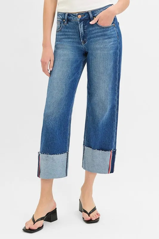 Women's Plus Size Jeans Plus Size Tummy Control Crop Wide Leg Jeans