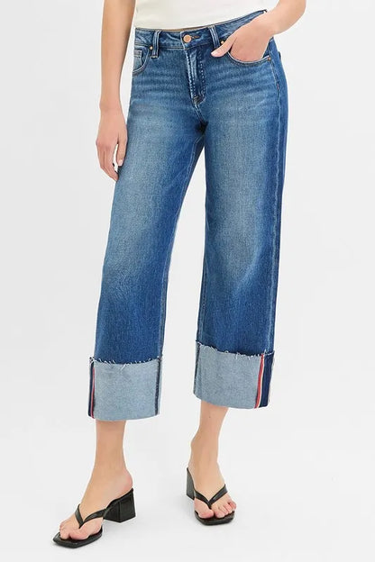 Women's Plus Size Jeans Plus Size Tummy Control Crop Wide Leg Jeans