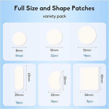 Large Acne Pimple Patches | 6 Sizes, 142 Counts, Hydrocolloid | Origin Zero