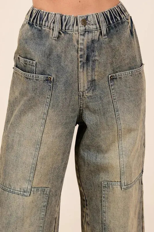 Women's Wide Leg Jeans Women's Jeans - Everyday Comfort - Washed Wide Leg