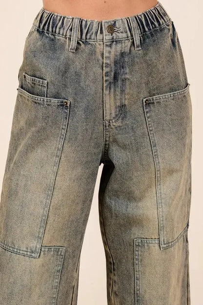 Women's Wide Leg Jeans Women's Jeans - Everyday Comfort - Washed Wide Leg