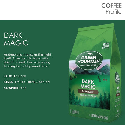 Green Mountain Dark Magic Ground Coffee | Extra Bold Dark Roast, 18oz | Origin Zero